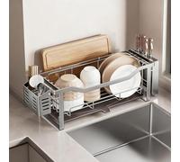 General Dish Drainer with Utensil Holder Dish Rack For Fast Water Drainage and Storing Tableware Suitable For Kitchen Tool Storage,Original Color Full Set-52Cm/20In