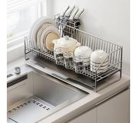 General Dish Rack All-304 Stainless Steel Dish Rack Suitable For Kitchen Countertops Above Sinks Dish Drainer,Original Color 304 Stainless Steel-C