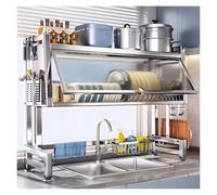 General Expandable Stainless Steel Dish Rack Over Sink Drying Rack with Lid Kitchen Dish Drainer Nizer Spacesaving Sink Rack，One Color-41X11X31 Inch