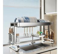 General Large 37In Stainless Steel Dish Drainer - 1-Tier Countertop Sink Organizer, Durable 304 Kitchen Rack For Efficient Drying and Space-Saving Storage,4970 Single Layer 86Cm/33In