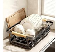 General Multifunctional Large Dish Drainers Dish Racks For Kitchen Counter For Bowls Cups Bottles,Elegant Black-L