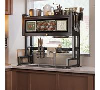 General Over-The-Sink Dish Drainer Kitchen Dish Storage Rack Simple Print Carbon Steel Ideal For Kitchen Storage,B-105Cm/41In