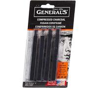 General Pencil 957ABP - Varillas de carbón comprimido, 4 unidades, color negro