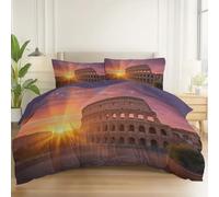 General Púrpura De Dos Caras Juego de Funda Microfibra Transpirable, Paisaje Atardecer Arquitectura Impresión Funda Nórdica con Cremallera Fácil Cuidado, Funda de Edredón Suave (135 x 200 cm)
