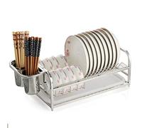 General Single-Layer Stainless Steel Dish Rack, Kitchen Shelves, Dish Drainer Utensil Organizer, 43 * 27 * 16Cm, Space-Saving，A