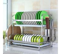 General Stainless Steel Over The Sink Dish Drying Rack with Double Layer Shelf Easy To Use and Space Saving 40Cm Length,Double Layer-Length 52Cm