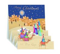 General - Tarjeta de Navidad 3D desplegable con acabados especiales, diseño religioso, belén de los tres reyes, fabricada en el Reino Unido, respetuosa con el medio ambiente