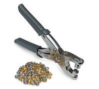 General Tools Alicates de ojales: alicates duraderos y ergonómicos de agarre cómodo para ajustar pequeños ojales en cuero, plástico, goma, lienzo, cartón y más; incluye 100 ojales multicolor