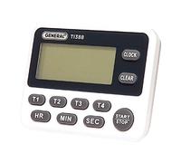 General Tools Temporizador digital, cuatro canales con reloj (TI388)