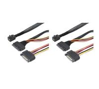 Generchin 2X Cable Integrado 12G Mini SAS HD A U.2 36P SFF-8643 A SAS U.2 SFF-8639 con Fuente de Alimentación de 15 Pines, Adecuado para SSD U.2