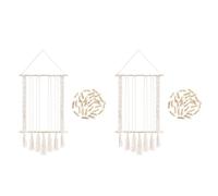 Generchin 2X Exhibición de Fotos Colgantes con 60 Clips de Madera Macramé para Colgar en la Pared Portafotos Collage de Fotos para Decoración Boho