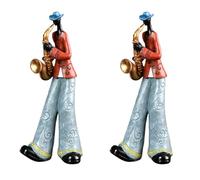 Generchin 2X Figuras de Jugadores de Banda de Jazz Figura de Músico Vintage Estatuas de Resina Adorno de Escritorio Escultura Retro Decoración Interior del Hogar D