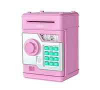 Generchin Alcancía Electrónica Cajero Automático Contraseña Caja Fuerte Huella Digital Inteligente Banca Automática Regalo para Niños Rosa