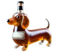 Generchin Botella de Whisky con Forma de Perro Salchicha, Vaso de Vidrio con Forma de Perro Salchicha Esculpido en 3D, Botella de Vino Tinto, Frasco de Licor Reutilizable, Cristalería C