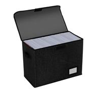 Generchin Cajas para Guardar Cómics, Estuche Plegable con Tapa para la Vuelta Al Cole, Contenedor para 150 Cómics, Color Negro.