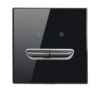 Generchin Interruptor de Luz de Pared de 2 Vías, Panel de Vidrio Templado, Luz LED Azul, Color Negro, Paso A Través.