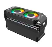 Generchin Módulo de Memoria RAM para Caja PC, Disipador ARGB DDR3 A DDR5, 5V, 3 Pines, PWM, Sincronización Luz, Ventiladores Dobles de 120 mm, Radiador de Refrigeración Negro