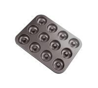 Generchin Molde para Pastel de Donut con Agujeros, Molde para Hornear Pasteles de Chocolate, Postre, Galletas, Muffins, Utensilios Hechos a Mano, 12 Tazas, Negro