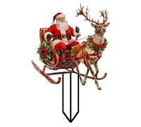 Generchin Papá Montado en un Trineo de Renos para Entregar Regalos Tapón de Acrílico Impermeable para Patio y Jardín Al Aire Libre