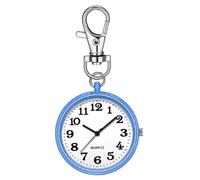 Generchin Reloj de Bolsillo con Clip, Reloj de Bolsillo de Cuarzo con Hebilla para Llave, Reloj Digital Colgante con Clip para Enfermeras, Médicos, Azul y