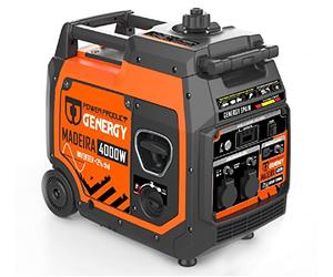 Genergy - Generador de corriente de emergencia de gasolina con inversor, 4000 W máx. 3600 W de electricidad limpia, silencioso y ligero con 35 kg, tanque de 8 L, grupo electrógeno, generador, Madeira