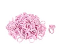 Generic 100 Anillos Desechables para Pegamento de Pestañas, Vasos de Plástico de Uso Estable para un Cómodo Injerto de Pestañas, Color Rosa, para Todos los Tamaños de Dedos