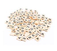 Generic 100 Piezas de Azulejos de Rompecabezas de Madera, Letras y Números del Alfabeto para Juegos de Ortografía y Educación, Acabado de Madera Ligera Suave