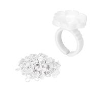 Generic 100 Uds Anillos de Pegamento de Flores para Pegamento de Extensión de Pestañas Eficiente Soporte para Vasos para Técnicos de Pestañas (WHITE)