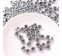 Generic 100 Uds. Cuentas de Letras Rusas del Alfabeto, Acrílico Ligero, Fabricación de Joyas DIY para Accesorios Creativos (SILVER)