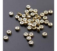 Generic 100 Uds. Cuentas de Letras Rusas del Alfabeto, Acrílico Ligero, Fabricación de Joyas DIY para Accesorios Creativos (GOLD)