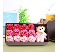 Generic 12 Osos de Peluche con Flores de de Rosas, Regalo Romántico para el Día de San Valentín y el Día de la Madre con Caja de Regalo (degradado rosa)