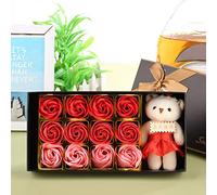 Generic 12 Osos de Peluche con Flores de de Rosas, Regalo Romántico para el Día de San Valentín y el Día de la Madre con Caja de Regalo (degradado rojo)