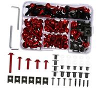 Generic 149 piezas Kit de Pernos y Tornillos para Carenado de Motocicleta Acero Inoxidable Rojo Accesorios para Parabrisas y Carrocería Compatible Mayoría de Motos