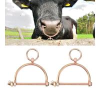 generic 2 Anillos de Nariz de Vaca de Acero Inoxidable Resistentes con Alicates, Abrazaderas de Nariz de con Forma de Media Pezuña para una Fácil Instalación y Gestión en Rancho