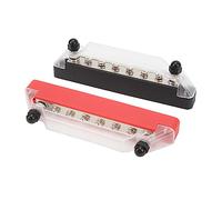 Generic 2 Barras Colectoras de 150 A, Color Negro y Rojo, Bloque de Distribución de Energía de 8 Vías con Perno M6, Barra Colectora de Alta Corriente para RV Marine Solar Automotive DC12V 48V