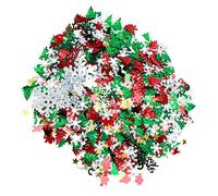 generic 2 Bolsas de Mezcla de Confeti Navideño con Copos de Nieve, Estrellas de Ciervo, Formas de Regalos, Purpurina de Resina Plástica Reutilizable para Decoración de Mesa de Fiesta,