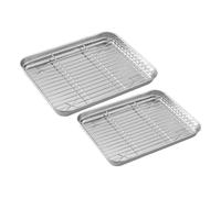 Generic 2 juegos Bandejas Horno Acero Inoxidable con Parrilla Enfriamiento Antiadherente Versátil para Hornear Grill y Enfriar para Repostería y Asados