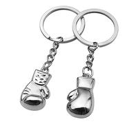 Generic 2 Llaveros de Guantes de Boxeo de Metal, Suaves y Resistentes, Llavero de Fitness para Regalos de Cumpleaños y San Valentín, Plata, 8.7cm