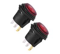 Generic 2 Uds Interruptor Basculante LED Rojo Universal 12V 24V 20A Encendido-apagado para Coche Auto Barco Redondo 3 Pines