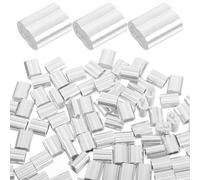 Generic 200 Piezas de Casquillos de Aluminio para Cables de Acero Diseño de Doble Casquillo, Abrazaderas Plateadas para Fijar y Transportar Cables en Cuerdas y Correas