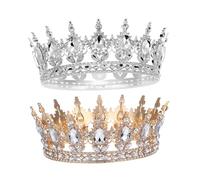 Generic 2piezas Tiara De Rhinestone Barroca Diadema Retro Para Bodas Cumpleaños y Fiestas Accesorios Elegantes Para Mujeres y Niñas