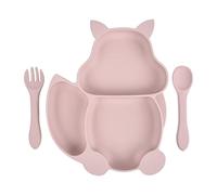 Generic 3 Piezas Plato Dividido para Niños Succión de Silicona Vajilla Infantil Antideslizante Resistente Apto para Microondas y Lavavajillas Adecuado para, Rosa