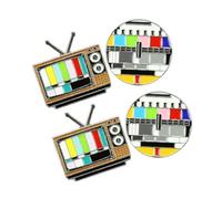 Generic 4 Piezas Broches Creativos Forma de Televisión Pequeños para Mujer Dos Patrones Accesorio de Disfraz y Decoración para Fiesta y Banquete