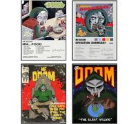 Generic 4 pósteres de MF Doom para portada de álbum de música, póster de lienzo de música, decoración estética para sala de estar, decoración para el hogar, oficina, 20 x 25 cm, estilo sin marco