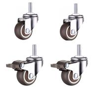 Generic 4pcs Ruedas para Muebles, M6/M8/M10 Tornillo de Varilla Rueda Universal, con Diseño de Freno, Rueda de Goma Muda, Piezas de Repuesto de Hardware (Color : 2 Universal 2 Brake, Size : 1inch M6)