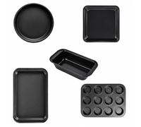 Generic 5 Piezas Set Mols para Hornear Pastel Acero al Carbono Banja para Bizcocho Pan Muffin Pizza Antiadherente con para Horno Cocina Familiar, Estilo A