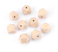 Generic 50 Cuentas de Madera de Poliedro sin Terminar, Materiales Artesanales Naturales de para Accesorios de Bricolaje de 20mm