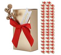 Generic 50 Piezas Elegante Champán Recuerdos de Boda Dulces Caja de Regalo con Lazo para Fiestas de Cumpleaños y Bodas, Tamaño Pequeño 2,4 X 1,4 X,3 Pulgadas (boda pequeño lazo rojo)