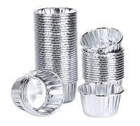 Generic 50 Uds. Tazas para Pasteles de Papel de Aluminio Antiadherentes, Colores Brillantes y Hermosos, Ideales para Pasteles de Muffins, 2,4x1,6x2,7 Pulgadas (Plata doble cara K1001#A)