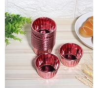 Generic 50 Uds. Tazas para Pasteles de Papel de Aluminio Antiadherentes, Colores Brillantes y Hermosos, Ideales para Pasteles de Muffins, 2,4x1,6x2,7 Pulgadas (Oro rosa de doble cara K1001#C)